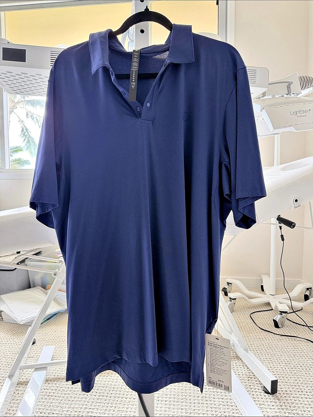 NWT Lululemon Snap-Front Performance Short-Sleeve Polo in navy Blue Size XXL